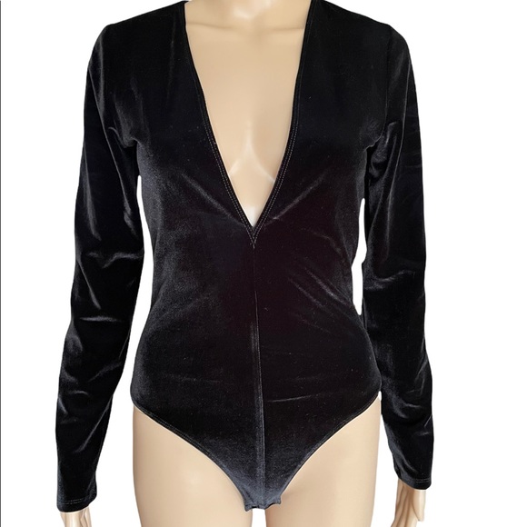 Express Other - BLACK VELVET LONG SLEEVE BODY SUIT Size S